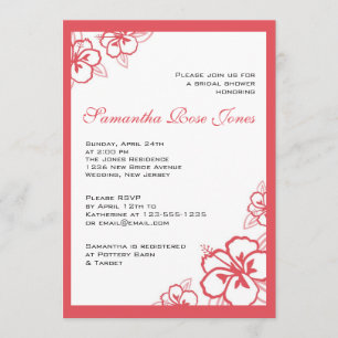 Invitation Fête de l'mariée des fleurs d'Hibiscus Persimmon e