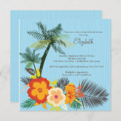 Invitation Fête de l'mariée des fleurs tropicales d'Hibiscus (Devant / Derrière)