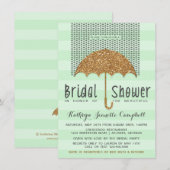 Invitation Fête de l'mariée des parapluies et des coeurs d'or (Devant / Derrière)