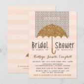 Invitation Fête de l'mariée des parapluies et des coeurs Gold (Devant / Derrière)