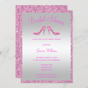 Invitation Fête de l'mariée des séquences roses brillantes et