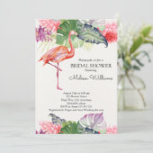 Invitation Fête de l'mariée d'été tropicale du Flamant rose d (Debout devant)