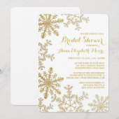 Invitation Fête de l'mariée d'hiver des Snowflakes Gold Parti (Devant / Derrière)