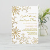 Invitation Fête de l'mariée d'hiver des Snowflakes Gold Parti (Debout devant)