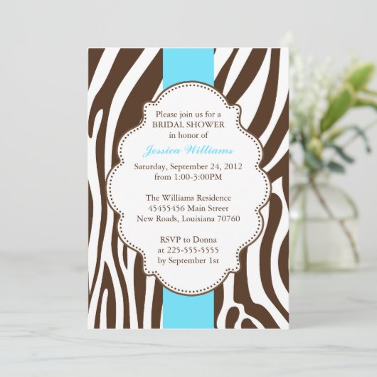 Invitation Fête de l'mariée d'impression Zebra (Debout devant)