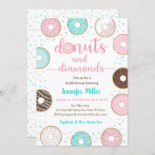 Invitation Fête de l'mariée Donuts et diamants