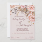 Invitation Fête de l'mariée d'or Rose floral séché Boho Blush (Devant)