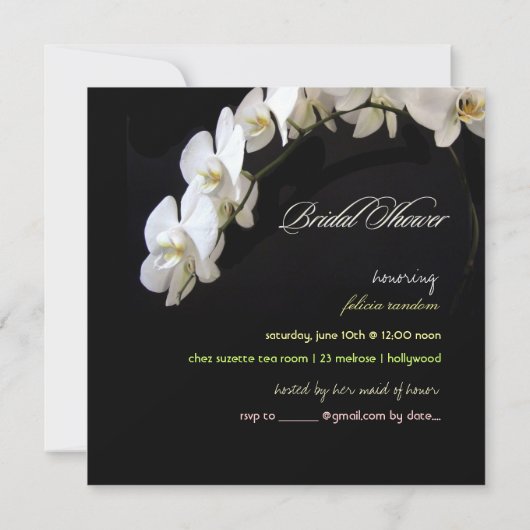 Invitation Fête de l'mariée d'orchidées blanches PixDezines (Dos)