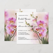 Invitation Fête de l'mariée d'orchidées roses romantiques (Devant / Derrière)