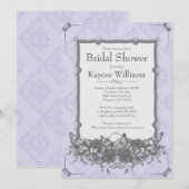 Invitation Fête de l'mariée du jardin des papillons Damas Vin (Devant / Derrière)