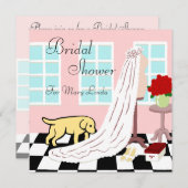 Invitation Fête de l'mariée du Labrador jaune (Devant / Derrière)