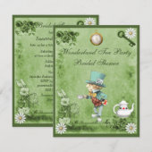 Invitation Fête de l'mariée du Tea Party de Mad Hatter Wonder (Devant / Derrière)