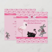 Invitation Fête de l'mariée du Tea Party de Pink Flamant rose (Devant / Derrière)