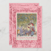 Invitation Fête de l'mariée du Tea Party de Pink Mad Hatter (Devant / Derrière)