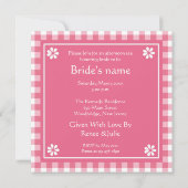 Invitation Fête de l'mariée du Tea Party rose (Dos)