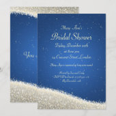 Invitation Fête de l'mariée Élégante Bleu éblouissant (Devant / Derrière)