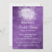 Invitation Fête de l'mariée élégante Coeurs modernes violets (Dos)