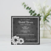 Invitation Fête de l'mariée élégante Dahlia Floral Black (Debout devant)