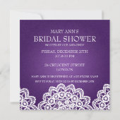 Invitation Fête de l'mariée élégante Dentelle Vintage Purple (Dos)