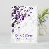 Invitation Fête de l'mariée élégante Fleurs japonaises violet (Debout devant)