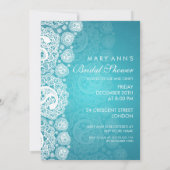 Invitation Fête de l'mariée élégante Paisley Lace Blue (Dos)