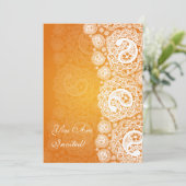 Invitation Fête de l'mariée élégante Paisley Lace Orange (Debout devant)