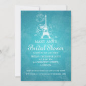 Invitation Fête de l'mariée élégante Paris romantique Bleu (Dos)