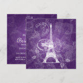 Invitation Fête de l'mariée élégante Paris romantique violet (Devant / Derrière)