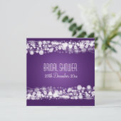 Invitation Fête de l'mariée élégante pourpre pointé (Debout devant)