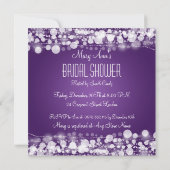 Invitation Fête de l'mariée élégante pourpre pointé (Dos)