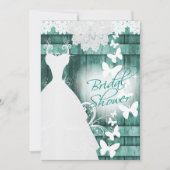 Invitation Fête de l'mariée en bois et dentelle de la grange  (Devant)