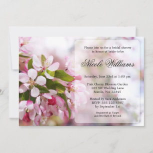 Invitation Fête de l'mariée en fleurs de cerisiers roses