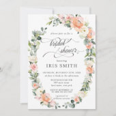 Invitation Fête de l'mariée en germe de fleurs d'ivoire rose (Devant)