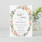 Invitation Fête de l'mariée en germe de fleurs d'ivoire rose (Debout devant)