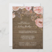 Invitation Fête de l'mariée en or Rose Boho en bois rustique (Devant)