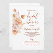 Invitation Fête de l'mariée en terre cuite brûlée Boho Orange (Devant / Derrière)