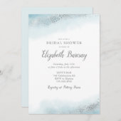 Invitation Fête de l'mariée Ethereal Blue Silver Ombre (Devant / Derrière)