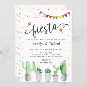 Invitation Fête de l'mariée Fiesta Cactus Couples