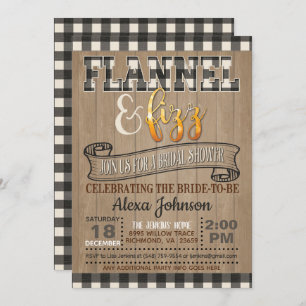 Invitation Fête de l'mariée Flannel et Fizz - Blanc