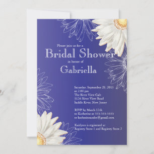 Invitation Fête de l'mariée Floral Blue Daisy moderne
