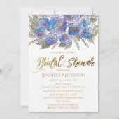 Invitation Fête de l'mariée Floral Bouquet Rose or bleu viole (Devant)