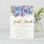 Invitation Fête de l'mariée Floral Bouquet Rose or bleu viole (Debout devant)