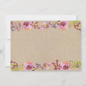 Invitation Fête de l'mariée Floral Burlap Jars Pink Itinérair (Dos)