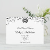 Invitation Fête de l'mariée florale blanche noire (Debout devant)