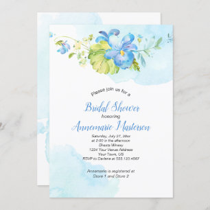 Invitation Fête de l'mariée florale bleu et blanc