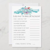 Invitation Fête de l'mariée Florale Bleue Rose Il/Elle A Dit (Devant)