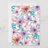 Invitation Fête de l'mariée Florale Bleue Rose Il/Elle A Dit (Dos)