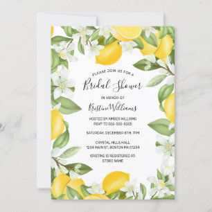 Invitation Fête de l'mariée florale Boho Lemons Watercolor In