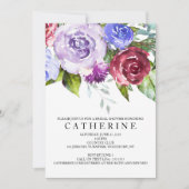 Invitation Fête de l'mariée florale bourguignonne et violette (Devant)