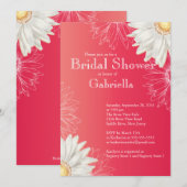 Invitation Fête de l'mariée florale brillante de la marée rou (Devant / Derrière)